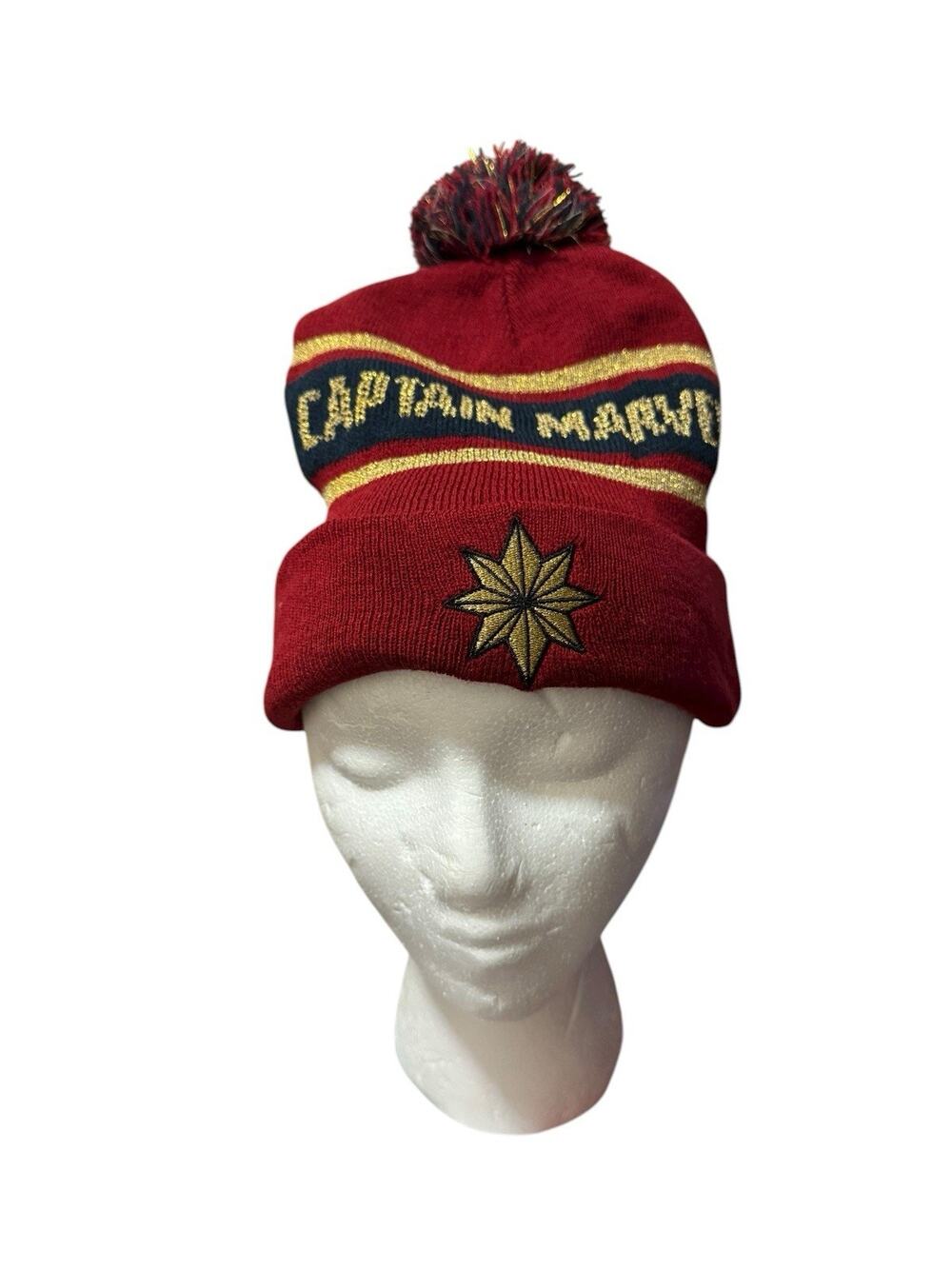 Marvel Captain Marvel Unisex Knit Hat Cap Beanie With Pom Pom